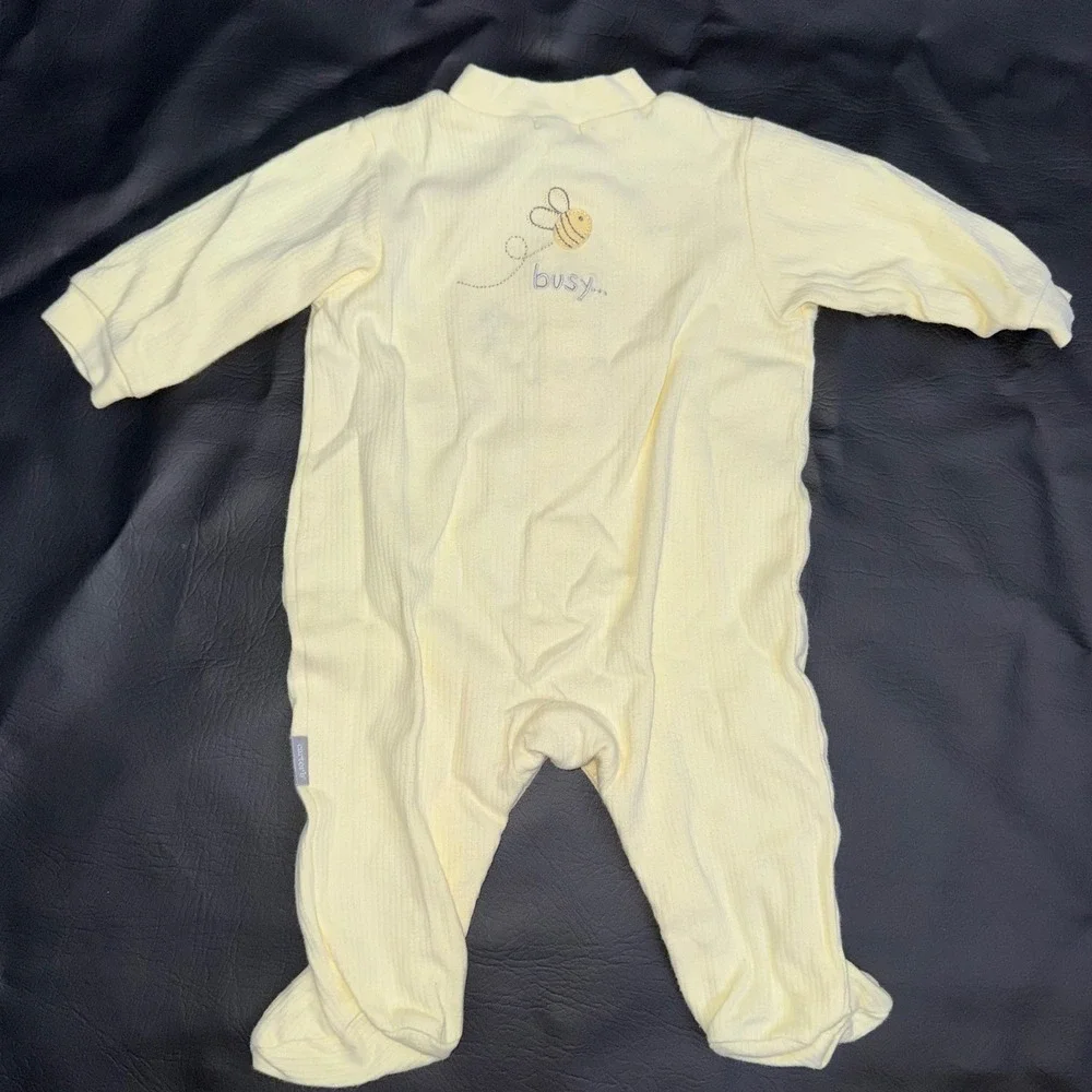 Carters Baby 6M Yellow Ribbed Cotton Busy Bees Turtle Footed Sleeper Snap Front